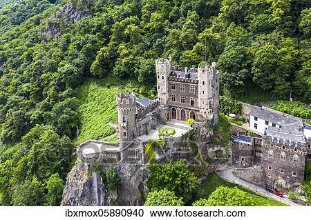 Aerial view of Burg Rheinstein, Trechtingshausen, Unesco World Heritage Site Upper Middle Rhine Valley, Rhineland-Palatinate, Germany, Europe View Large Photo Image Stock Image - Aerial view of Burg Rheinstein, Trechtingshausen, Unesco World Heritage Site Upper Middle Rhine Valley, Rhineland-Palatinate, Germany, Europe. Fotosearch