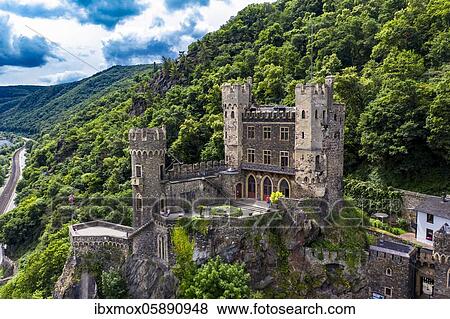 Aerial view of Burg Rheinstein, Trechtingshausen, Unesco World Heritage Site Upper Middle Rhine Valley, Rhineland-Palatinate, Germany, Europe View Large Photo Image Stock Photo - Aerial view of Burg Rheinstein, Trechtingshausen, Unesco World Heritage Site Upper Middle Rhine Valley, Rhineland-Palatinate, Germany, Europe. Fotosearch
