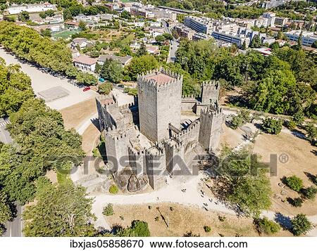 Aerial view of castle of Guimaraes, first capital of Portugal View Large Photo Image Stock Image - Aerial view of castle of Guimaraes, first capital of Portugal. Fotosearch