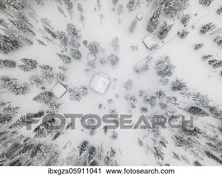 Aerial view of houses in the forest in winter, Muonio, Lapland, Finland, Europe View Large Photo Image Stock Image - Aerial view of houses in the forest in winter, Muonio, Lapland, Finland, Europe. Fotosearch