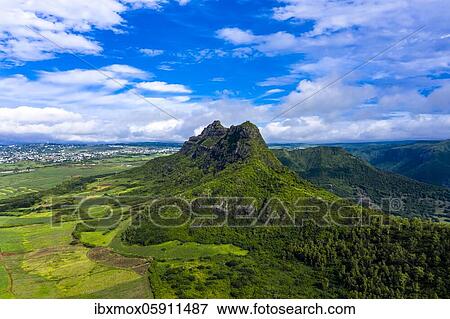 Aerial view of Mont du Rempart with Trois Mamelles, sugar cane fields, Black River region, Mauritius, Africa View Large Photo Image Stock Photo - Aerial view of Mont du Rempart with Trois Mamelles, sugar cane fields, Black River region, Mauritius, Africa. Fotosearch