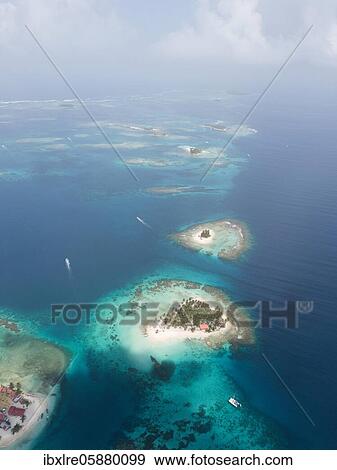 Aerial view, several tropical islands in the atoll, San Blas Islands, Panama, Central America View Large Photo Image Stock Photo - Aerial view, several tropical islands in the atoll, San Blas Islands, Panama, Central America. Fotosearch