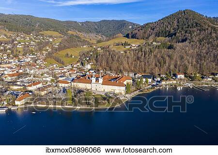 Aerial view, Tegernsee, place Tegernsee and monastery Tegernsee, Upper Bavaria, Bavaria, Germany, Europe View Large Photo Image Stock Photograph - Aerial view, Tegernsee, place Tegernsee and monastery Tegernsee, Upper Bavaria, Bavaria, Germany, Europe. Fotosearch
