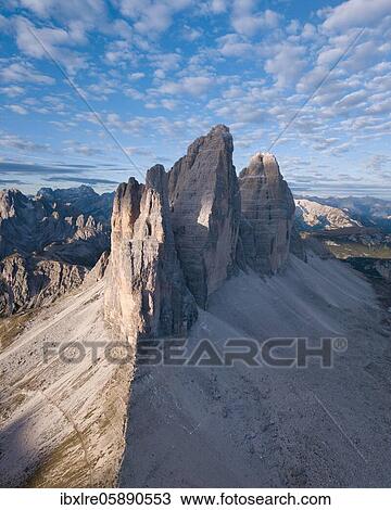 Aerial view, Three Peaks, side view, Schluderbach, South Tyrol, Italy, Europe View Large Photo Image Stock Image - Aerial view, Three Peaks, side view, Schluderbach, South Tyrol, Italy, Europe. Fotosearch