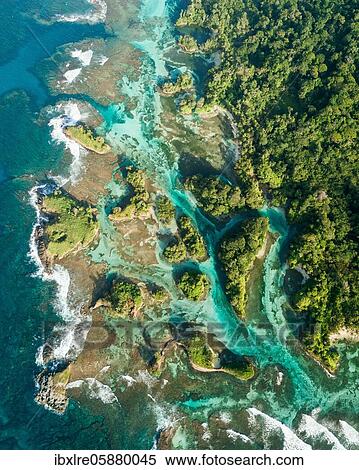 Aerial view, tropical mangrove islands in the Caribbean, Escudo de Veraguas, Panama, Central America View Large Photo Image Stock Photography - Aerial view, tropical mangrove islands in the Caribbean, Escudo de Veraguas, Panama, Central America. Fotosearch