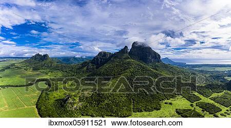 Aerial view, view of the Mont Du Rempart mountain with Trois Mamelles, Black River region, Mauritius, Africa View Large Photo Image Stock Image - Aerial view, view of the Mont Du Rempart mountain with Trois Mamelles, Black River region, Mauritius, Africa. Fotosearch