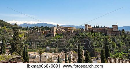 Alhambra on the Sabikah hill, Moorish citadel, Nasrid palaces, Palace of Charles the Fifth, behind Sierra Nevada with snow, Granada, Andalucia, Spain, Europe View Large Photo Image Stock Image - Alhambra on the Sabikah hill, Moorish citadel, Nasrid palaces, Palace of Charles the Fifth, behind Sierra Nevada with snow, Granada, Andalucia, Spain, Europe. Fotosearch