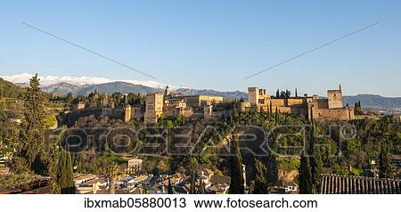 Alhambra on the Sabikah hill, Moorish citadel, Nasrid palaces, Palace of Charles the Fifth, behind Sierra Nevada with snow, Granada, Andalucia, Spain, Europe View Large Photo Image Stock Image - Alhambra on the Sabikah hill, Moorish citadel, Nasrid palaces, Palace of Charles the Fifth, behind Sierra Nevada with snow, Granada, Andalucia, Spain, Europe. Fotosearch