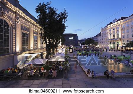 Animated square in the evening, MuseumsQuartier, Vienna, Austria, Europe View Large Photo Image Stock Image - Animated square in the evening, MuseumsQuartier, Vienna, Austria, Europe. Fotosearch