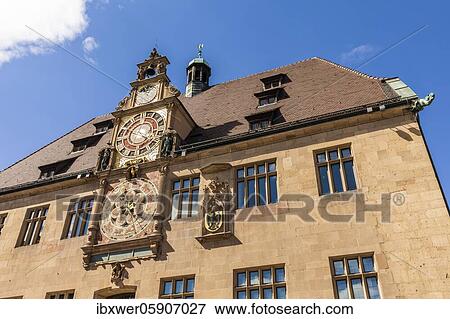 Art clock at the historical town hall, astronomical clock, moon phase clock, zodiac clock, Heilbronn, Baden-Württemberg, Germany, Europe View Large Photo Image Stock Photo - Art clock at the historical town hall, astronomical clock, moon phase clock, zodiac clock, Heilbronn, Baden-Württemberg, Germany, Europe. Fotosearch