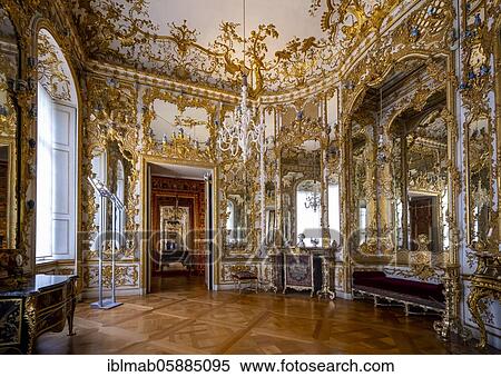 Stock Photography - Artfully decorated mirror cabinet, miniature cabinet, rich room, Munich Residence, Munich, Upper Bavaria, Bavaria, Germany, Europe. Fotosearch