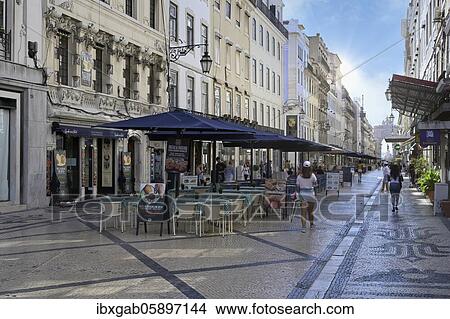 Augusta street with Arco da Vitoria, Restaurant and shopping area, Baixa, Lisbon, Portugal, Europe View Large Photo Image Picture - Augusta street with Arco da Vitoria, Restaurant and shopping area, Baixa, Lisbon, Portugal, Europe. Fotosearch