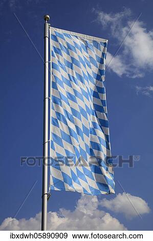 Bavarian flag, Rottach-Egern, Upper Bavaria, Bavaria, Germany, Europe View Large Photo Image Stock Photo - Bavarian flag, Rottach-Egern, Upper Bavaria, Bavaria, Germany, Europe. Fotosearch