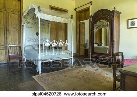 Stock Photograph - Bedrooms of the historical colonial villa Eureka House, Maison Eureka, Moka, Mauritius, Africa. Fotosearch