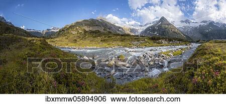 Bergbach, Zemmbach, left Kleiner Mörchner and Zsigmondyspitze, right mountain peaks Steinmandl and Großer Möseler, glaciers Hornkees and Waxeggkees, Zillertaler Alps, Zillertal, Tyrol, Austria, Europe View Large Photo Image Stock Photograph - Bergbach, Zemmbach, left Kleiner Mörchner and Zsigmondyspitze, right mountain peaks Steinmandl and Großer Möseler, glaciers Hornkees and Waxeggkees, Zillertaler Alps, Zillertal, Tyrol, Austria, Europe. Fotosearch