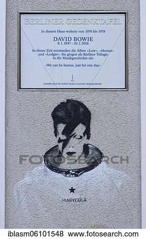 Berlin memorial plaque for David Bowie, main street 155, Schöneberg, Berlin, Germany, Europe View Large Photo Image Stock Photo - Berlin memorial plaque for David Bowie, main street 155, Schöneberg, Berlin, Germany, Europe. Fotosearch