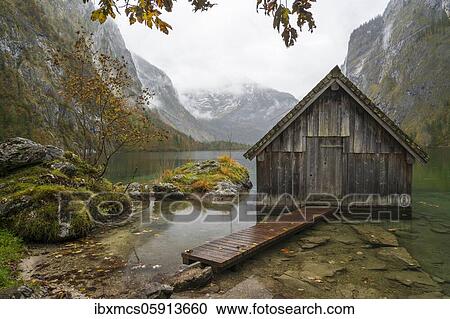 Boathouse on the Obersee, Berchtesgadener Land, Berchtesgaden National Park, Bavaria, Germany, Europe View Large Photo Image Stock Image - Boathouse on the Obersee, Berchtesgadener Land, Berchtesgaden National Park, Bavaria, Germany, Europe. Fotosearch
