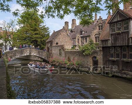 Stock Photo - Bonifacius Bridge and medieval buildings, Bruges, Flanders, Belgium, Europe. Fotosearch
