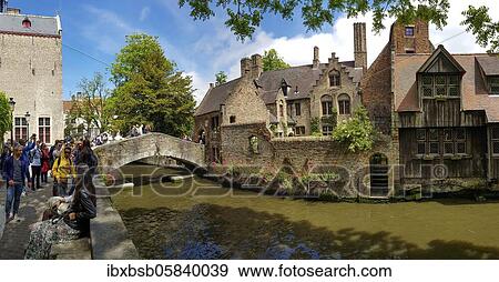 Stock Photo - Bonifacius Bridge and medieval buildings, Bruges, Flanders, Belgium, Europe. Fotosearch