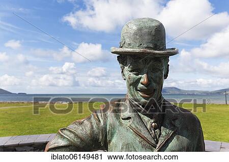 Bronze statue of Charlie Chaplin, sculptor Alan Ryan Hall, Waterville, Ring of Kerry, Wild Atlantic Way, Ireland, Europe View Large Photo Image Stock Image - Bronze statue of Charlie Chaplin, sculptor Alan Ryan Hall, Waterville, Ring of Kerry, Wild Atlantic Way, Ireland, Europe. Fotosearch
