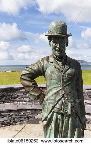 Bronze statue of Charlie Chaplin, sculptor Alan Ryan Hall, Waterville, Ring of Kerry, Wild Atlantic Way, Ireland, Europe View Large Photo Image Stock Image - Bronze statue of Charlie Chaplin, sculptor Alan Ryan Hall, Waterville, Ring of Kerry, Wild Atlantic Way, Ireland, Europe. Fotosearch