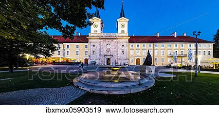 Stock Photo - Bräustüberl and castle, former Benedictine abbey, Tegernsee, Upper Bavaria, Bavaria, Germany, Europe. Fotosearch