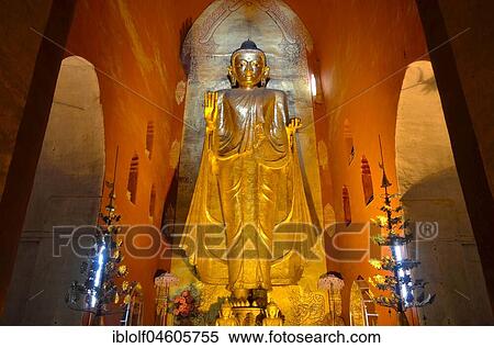 Stock Photography - Buddha in Ananda Temple, Old Bagan, Pagan, Myanmar, Asia. Fotosearch