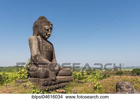 Picture - Buddha Statue at Peisi Taung, Pizidaung), Mrauk U, Burma, Myanmar, Asia. Fotosearch