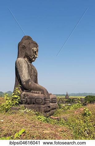Stock Image - Buddha Statue at Peisi Taung, Pizidaung), Mrauk U, Burma, Myanmar, Asia. Fotosearch
