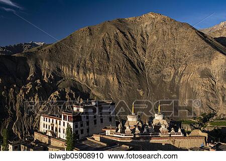 Stock Image - Buddhist monastery Lamayuru, Gompa in front of mountain scenery, one of the oldest monasteries in Ladakh, probably 1000 years old, Lamayuru, Ladakh, Jammu and Kashmir, Himalaya, India, Asia. Fotosearch