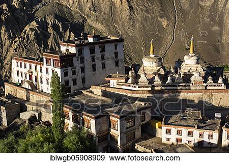 Stock Photo - Buddhist monastery Lamayuru, Gompa in front of mountain scenery, one of the oldest monasteries in Ladakh, probably 1000 years old, Lamayuru, Ladakh, Jammu and Kashmir, Himalaya, India, Asia. Fotosearch