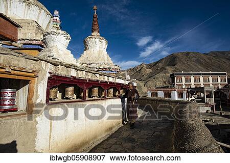 Buddhist prayer wheels and stupas at Lamayuru Monastery, Lamayuru Gompa, one of the oldest monasteries in Ladakh, probably 1000 years old, Lamayuru, Ladakh, Jammu and Kashmir, Himalaya, India, Asia View Large Photo Image Stock Photo - Buddhist prayer wheels and stupas at Lamayuru Monastery, Lamayuru Gompa, one of the oldest monasteries in Ladakh, probably 1000 years old, Lamayuru, Ladakh, Jammu and Kashmir, Himalaya, India, Asia. Fotosearch
