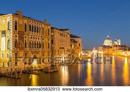 Canal Grande at night, left Renaissance palace Palazzo Cavalli-Franchetti, back church Santa Maria della Salute, Venice, Italy, Europe View Large Photo Image Stock Image - Canal Grande at night, left Renaissance palace Palazzo Cavalli-Franchetti, back church Santa Maria della Salute, Venice, Italy, Europe. Fotosearch