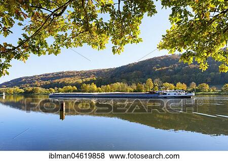 Stock Photo - Cargo ship on Altmühl, Main-Danube-Canal, Kelheim, Altmühltal, Lower Bavaria, Bavaria, Germany, Europe. Fotosearch