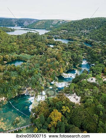 Stock Photography - Cascades, Krka National Park, Sibenik-Knee Region, Dalmatia, Croatia, Europe. Fotosearch