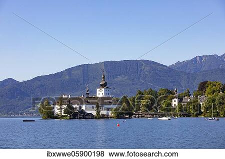 Stock Photo - Castle Ort in Gmunden, Lake Traun, Salzkammergut, Upper Austria, Austria, Europe. Fotosearch