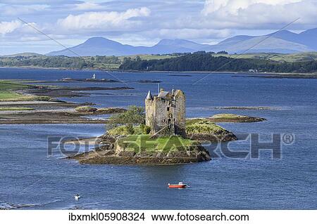 Castle Stalker in Loch Laich, Scotland, Great Britain View Large Photo Image Picture - Castle Stalker in Loch Laich, Scotland, Great Britain. Fotosearch