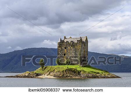 Castle Stalker in Loch Laich, Scotland, Great Britain View Large Photo Image Stock Photo - Castle Stalker in Loch Laich, Scotland, Great Britain. Fotosearch