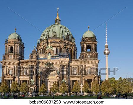 Cathedral Church of St. Peter with television tower, Berlin, Germany, Europe View Large Photo Image Stock Photo - Cathedral Church of St. Peter with television tower, Berlin, Germany, Europe. Fotosearch