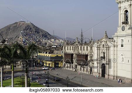 Cathedral of Lima, Cathedral Basilica of St. John, rear Cerro San Cristóbal, Lima, Peru, South America View Large Photo Image Stock Image - Cathedral of Lima, Cathedral Basilica of St. John, rear Cerro San Cristóbal, Lima, Peru, South America. Fotosearch