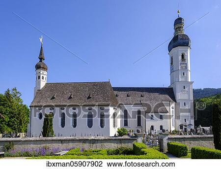 Cemetery chapel Heilig Blut and parish church St. Andres in Elbach near Fischbachau, Leitzachtal, Upper Bavaria, Bavaria, Germany, Europe View Large Photo Image Stock Image - Cemetery chapel Heilig Blut and parish church St. Andres in Elbach near Fischbachau, Leitzachtal, Upper Bavaria, Bavaria, Germany, Europe. Fotosearch