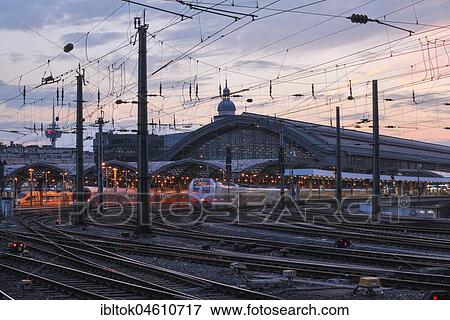 Central Station at dusk, Cologne, North Rhine-Westphalia, Germany, Europe View Large Photo Image Stock Photo - Central Station at dusk, Cologne, North Rhine-Westphalia, Germany, Europe. Fotosearch