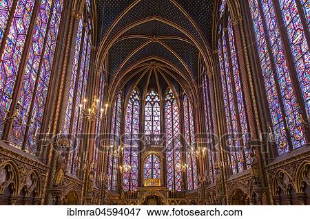 Stock Photo - Chapel Sainte-Chapelle, interior view, Île de la Cité, Paris, France, Europe. Fotosearch