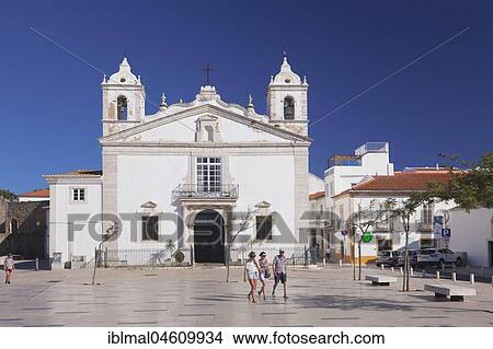 Church of Santa Maria on Republic Square, Lagos, Algarve, Portugal, Europe View Large Photo Image Picture - Church of Santa Maria on Republic Square, Lagos, Algarve, Portugal, Europe. Fotosearch