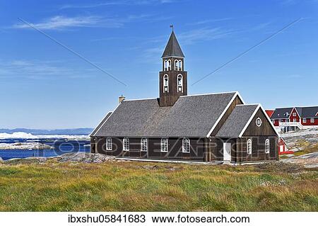 Church of Zion in Disko Bay, Ilulissat, West Greenland, Greenland, North America View Large Photo Image Stock Image - Church of Zion in Disko Bay, Ilulissat, West Greenland, Greenland, North America. Fotosearch