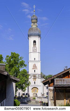 Church tower of St. Andres parish church in Elbach near Fischbachau, Leitzachtal, Upper Bavaria, Bavaria, Germany, Europe View Large Photo Image Stock Image - Church tower of St. Andres parish church in Elbach near Fischbachau, Leitzachtal, Upper Bavaria, Bavaria, Germany, Europe. Fotosearch