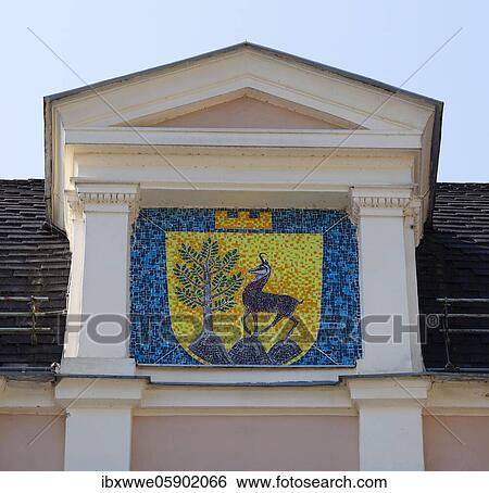 City coat of arms of Bad Ischl at the congress and theatre house in the spa gardens, Bad Ischl, Salzkammergut, Upper Austria, Austria, Europe View Large Photo Image Stock Photograph - City coat of arms of Bad Ischl at the congress and theatre house in the spa gardens, Bad Ischl, Salzkammergut, Upper Austria, Austria, Europe. Fotosearch