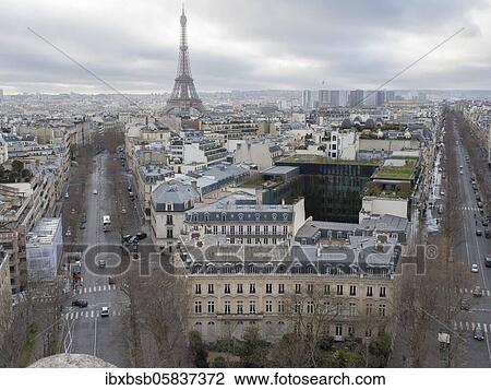 City view of Arc de Triomphe de l'Étoile towards the Eiffel Tower, Paris, France, Europe View Large Photo Image Stock Image - City view of Arc de Triomphe de l'Étoile towards the Eiffel Tower, Paris, France, Europe. Fotosearch