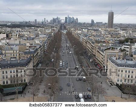 City view of Arc de Triomphe de l'Étoile in the direction of la Défense, Paris, France, Europe View Large Photo Image Stock Photo - City view of Arc de Triomphe de l'Étoile in the direction of la Défense, Paris, France, Europe. Fotosearch
