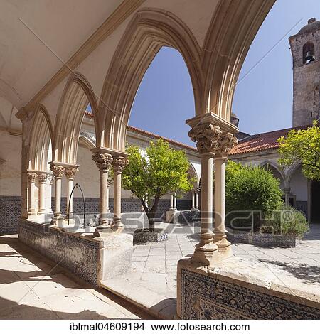 Claustro do Cemiterio cloister, Convento de Cristi Monastery, UNESCO World Heritage Site, Tomar, Santarem District, Portugal, Europe View Large Photo Image Picture - Claustro do Cemiterio cloister, Convento de Cristi Monastery, UNESCO World Heritage Site, Tomar, Santarem District, Portugal, Europe. Fotosearch
